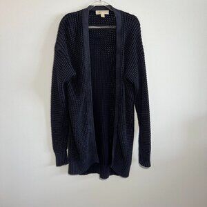 Michael Kors Women's Cotton Knit Cardigan, Blue, Open Front, Size Small